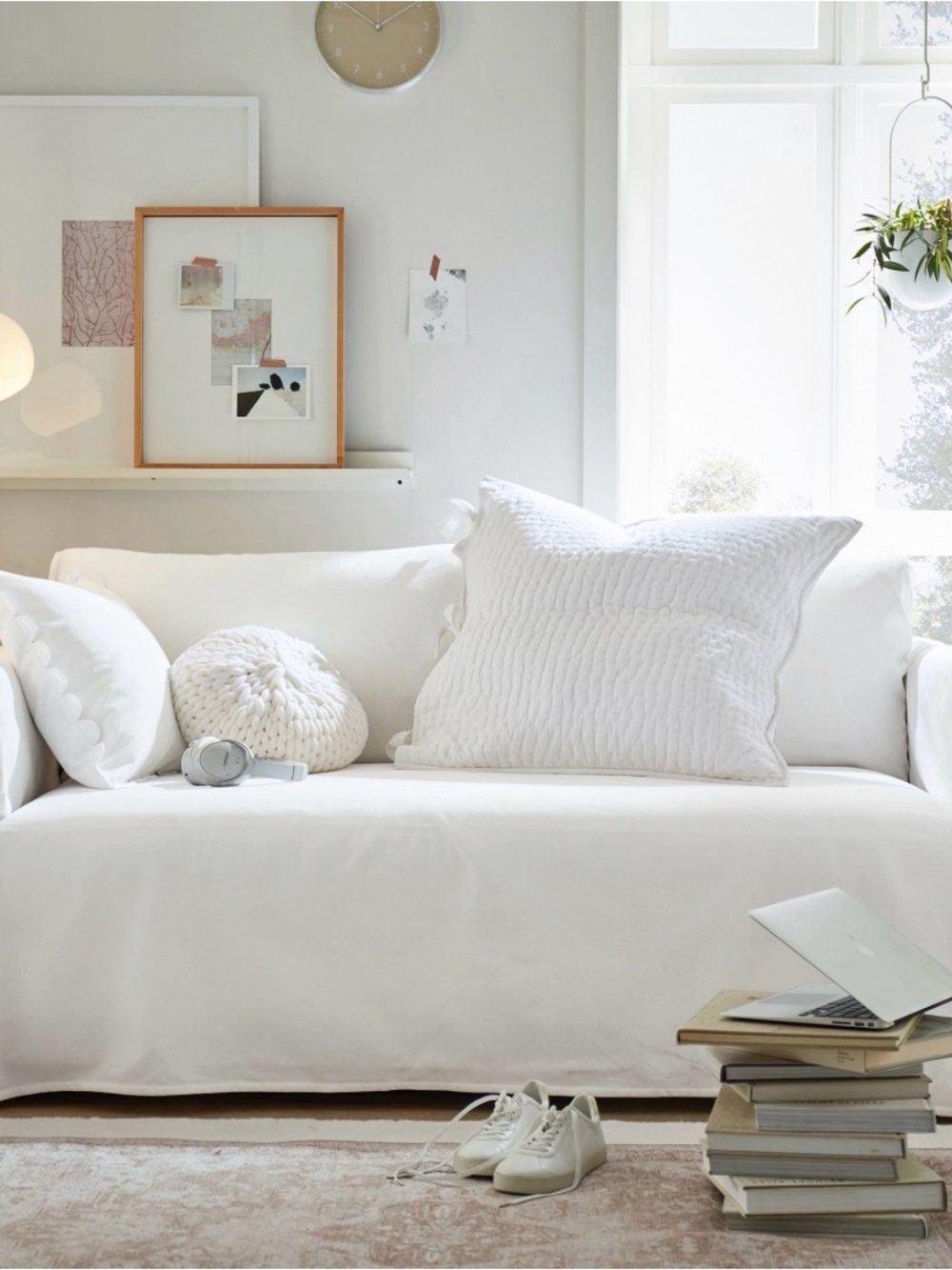 72” Pottery Barn Slipcover loveseat or small sofa in white/cream